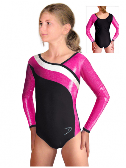 Gymnastický dres závodní D37d-16 černo-růžová
