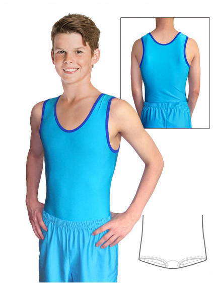 Gymnastický dres chlapecký D37chnl tyrkysový lesklý