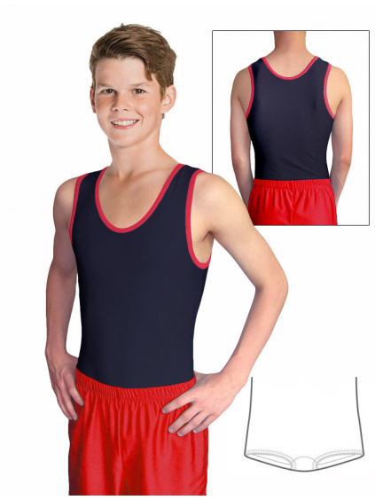 Gymnastický dres chlapecký D37chnl černo červený lesklý
