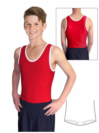 Gymnastický dres chlapecký D37chnl červeno bílý lesklý
