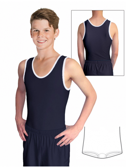 Gymnastický dres chlapecký D37chnl černo bílý matný