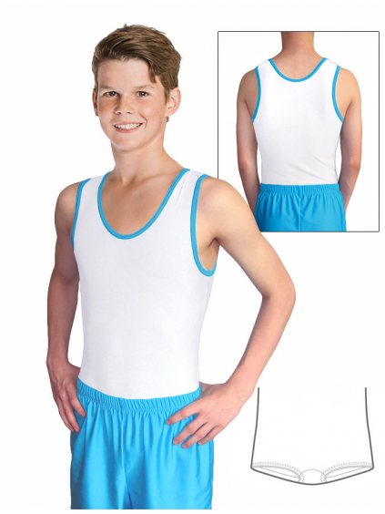 Gymnastický dres chlapecký D37chnl bílo modrý matný