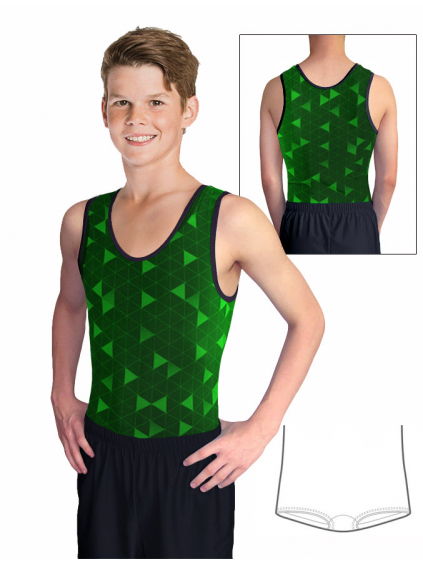 Gymnastický dres chlapecký D37chnl_t400 tmavě zelená
