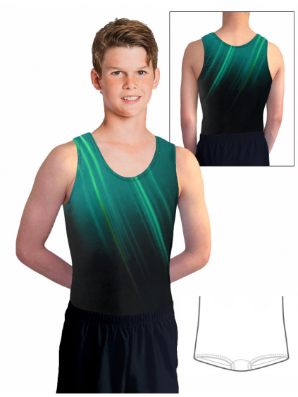 Gymnastický dres chlapecký D37chn_t401 černo zelená