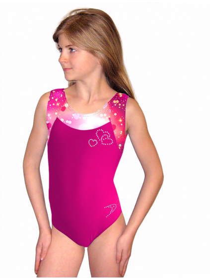 Gymnastický dres závodní D37r-s t306 s růžovou