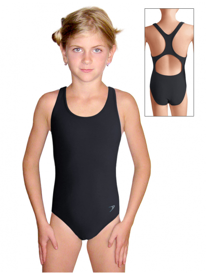 Dívčí sportovní plavky jednodílné PD623 černé