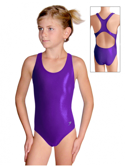 Dívčí sportovní plavky jednodílné PD622 fialová metalíza