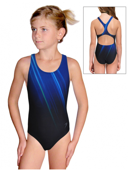 Dívčí sportovní plavky jednodílné PD623 t401 s modrou