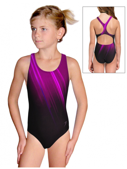Dívčí sportovní plavky jednodílné PD623 t401 s růžovou