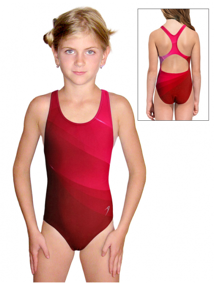 Dívčí sportovní plavky jednodílné PD623 t403 červená