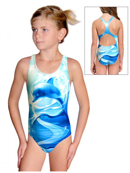 Dívčí sportovní plavky jednodílné PD623 t800 modrá