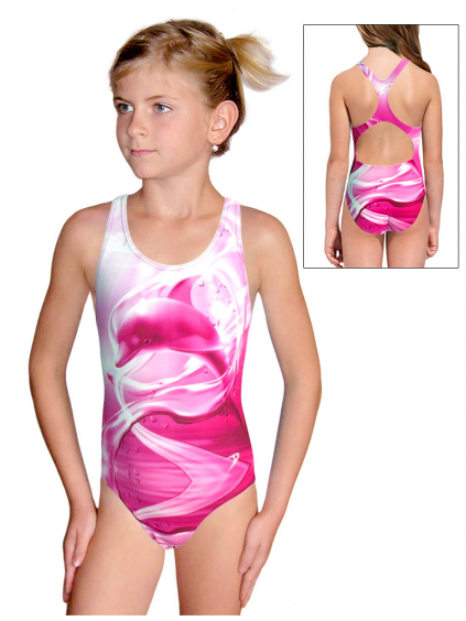 Dívčí sportovní plavky jednodílné PD623 t800 růžová
