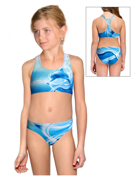 Dívčí sportovní plavky dvoudílné PD658 t800 modrá