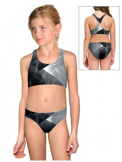 Dívčí sportovní plavky dvoudílné PD661 t208 černošedá