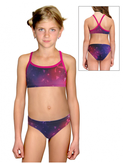 Dívčí sportovní plavky dvoudílné PD659 t210 fialovorůžová
