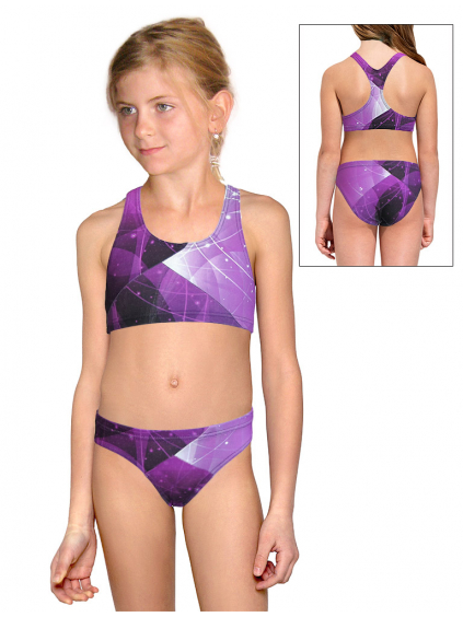 Dívčí sportovní plavky dvoudílné PD661 t208 fialová