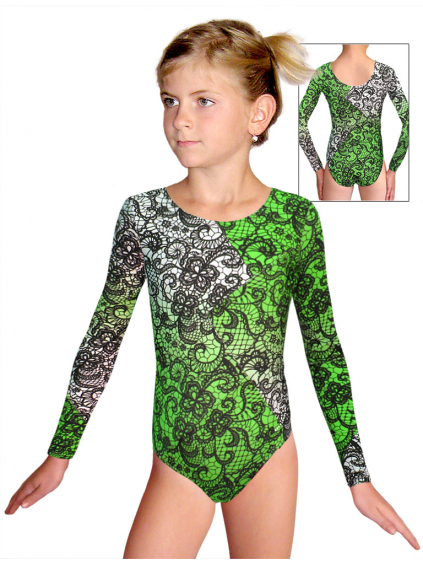 Gymnastický dres závodní D37d-52_t804 bílozelená