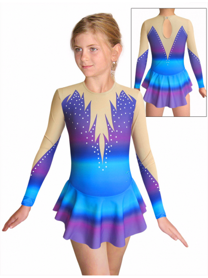 Krasobruslařské šaty - trikot K739 t115 fialovotyrkysová