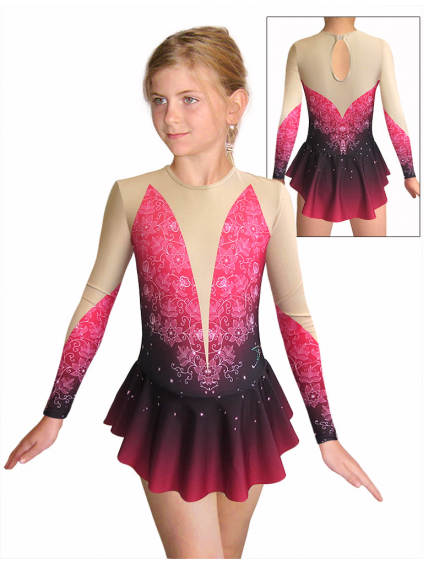 Krasobruslařské šaty - trikot K739 t118 s růžovou
