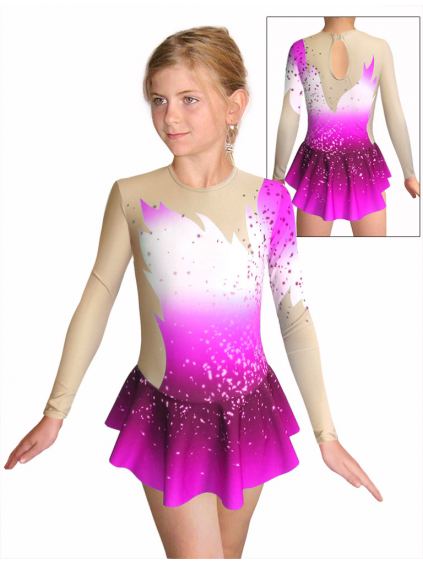 Krasobruslařské šaty - trikot K739 t119 s růžovou