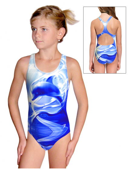 Dívčí sportovní plavky jednodílné PD623 t800 královsky modrá