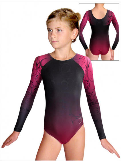 Gymnastický dres závodní D37d t131 černorůžová