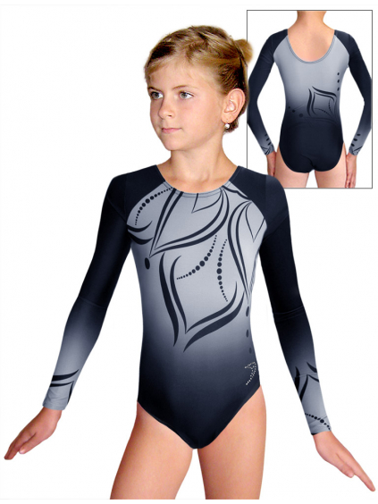 Gymnastický dres závodní D37d t133 černošedá