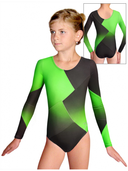 Gymnastický dres D37d-52 t122 černozelená