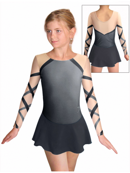 Krasobruslařské šaty - trikot K742 t132 šedočerná