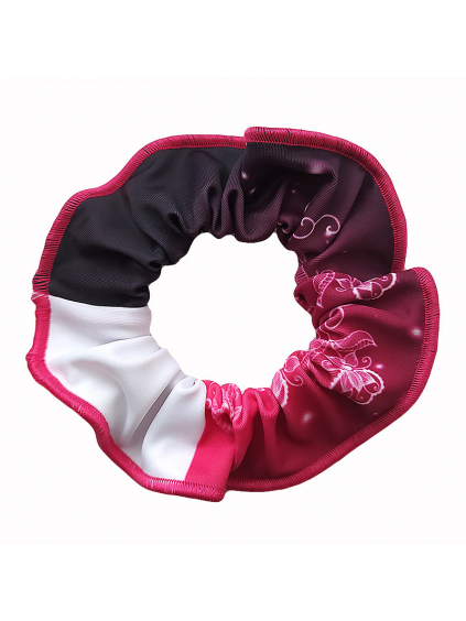 Gumička do vlasů - scrunchie - t118 s růžovou