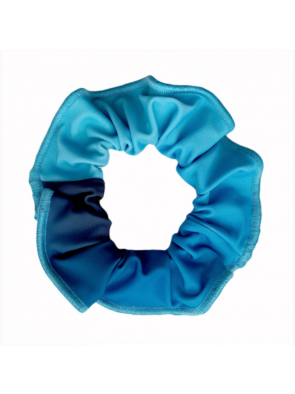 Gumička do vlasů - scrunchie - t122 černotyrkysová ombré