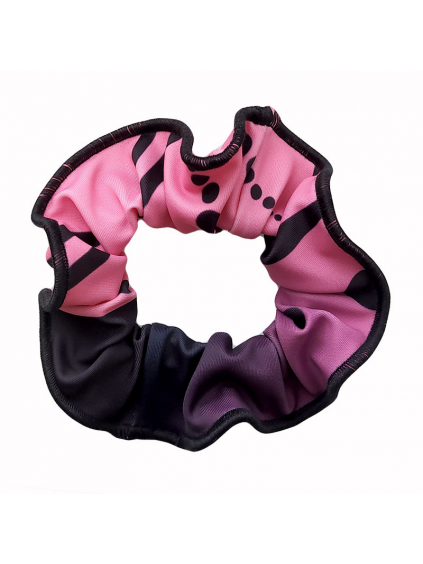 Gumička do vlasů - scrunchie - t133 černorůžová