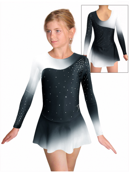 Krasobruslařské šaty - trikot K742 t122 f65 černobílá