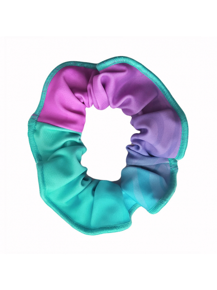 Gumička do vlasů - scrunchie - t203 tyrkysovofialová ombré