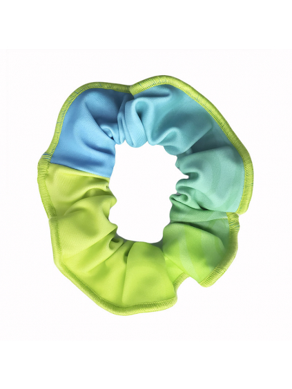 Gumička do vlasů - scrunchie - t203 žlutozelená ombré