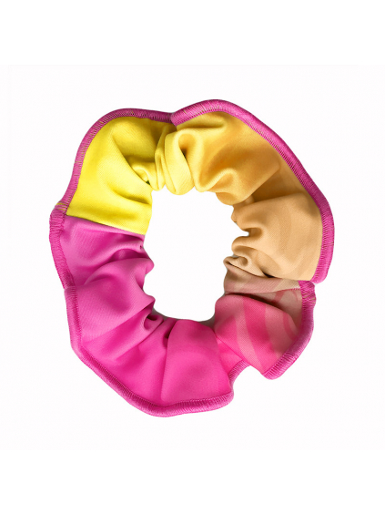 Gumička do vlasů - scrunchie - t203 růžovožlutá ombré