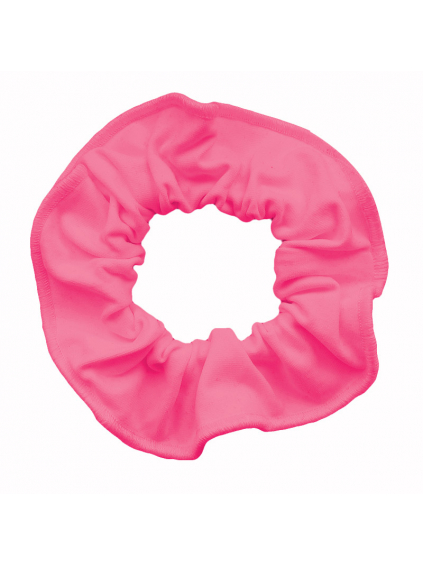 Gumička do vlasů - scrunchie - reflexně růžové mikrovlákno