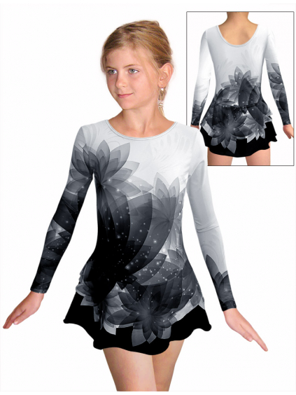 Krasobruslařské šaty - trikot K742 t140 černošedá
