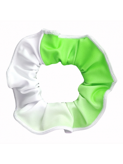 Gumička do vlasů - scrunchie - t122 bílozelená