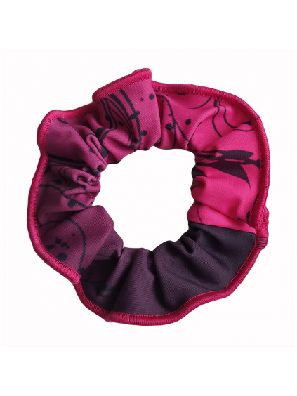 Gumička do vlasů - scrunchie - t131 černorůžová