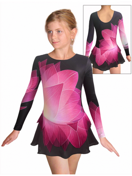 Krasobruslařské šaty - trikot K742 t137 černorůžová