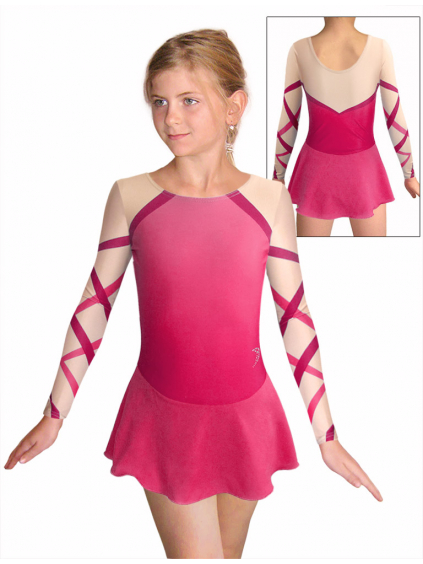 Krasobruslařské šaty - trikot K742 t132 růžová