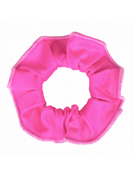 Gumička do vlasů - scrunchie - reflexní růžová  lesklá plavkovina