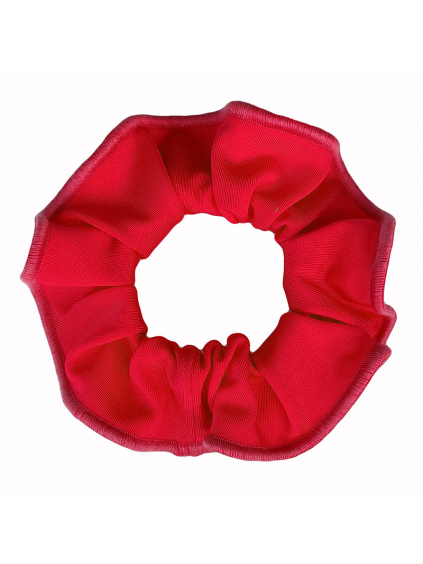 Gumička do vlasů - scrunchie - červená  lesklá plavkovina