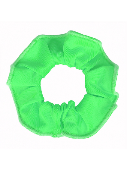 Gumička do vlasů - scrunchie - reflexní zelená lesklá plavkovina