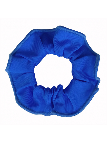 Gumička do vlasů - scrunchie - královská modrá lesklá plavkovina