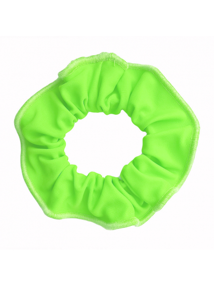 Gumička do vlasů - scrunchie - reflexní zelená matná plavkovina