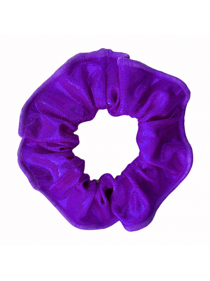 Gumička do vlasů - scrunchie - fialová metalíza