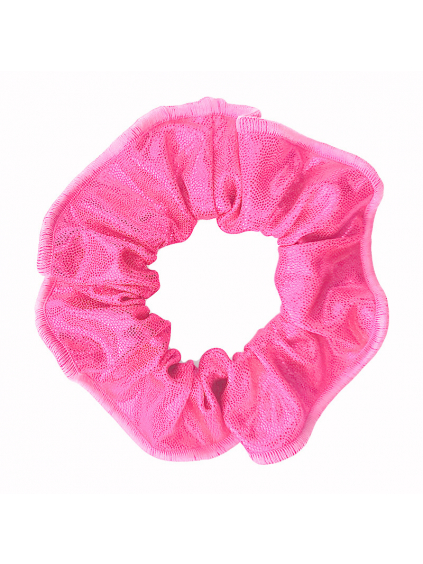 Gumička do vlasů - scrunchie - reflexní růžová metalíza