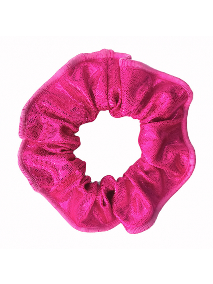 Gumička do vlasů - scrunchie - růžová metalíza
